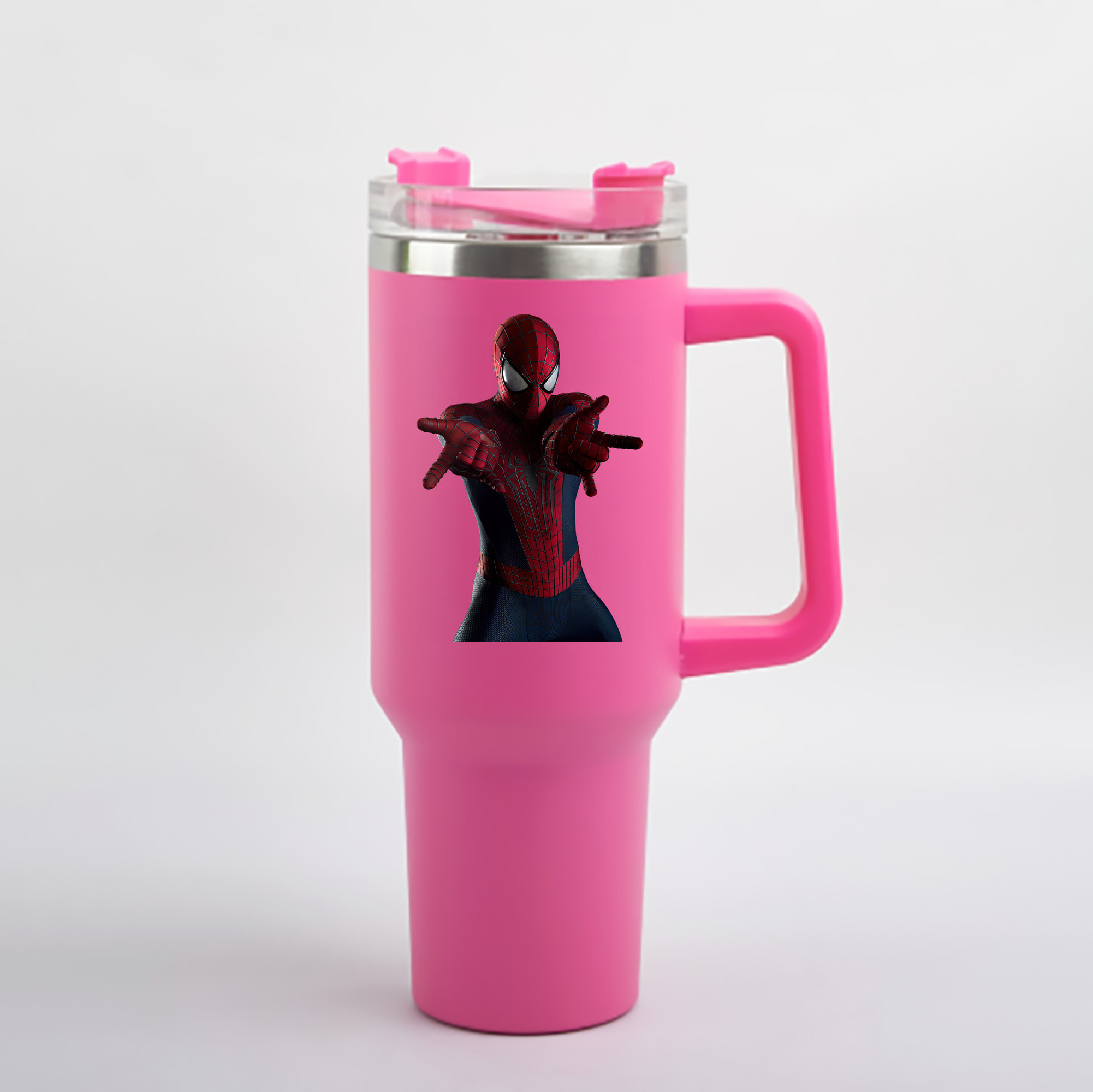 （画像用） Spider Man スパイダーマン 1200mL車用タンブラー - クリスタルステッカー（プラスチックストロー付き）